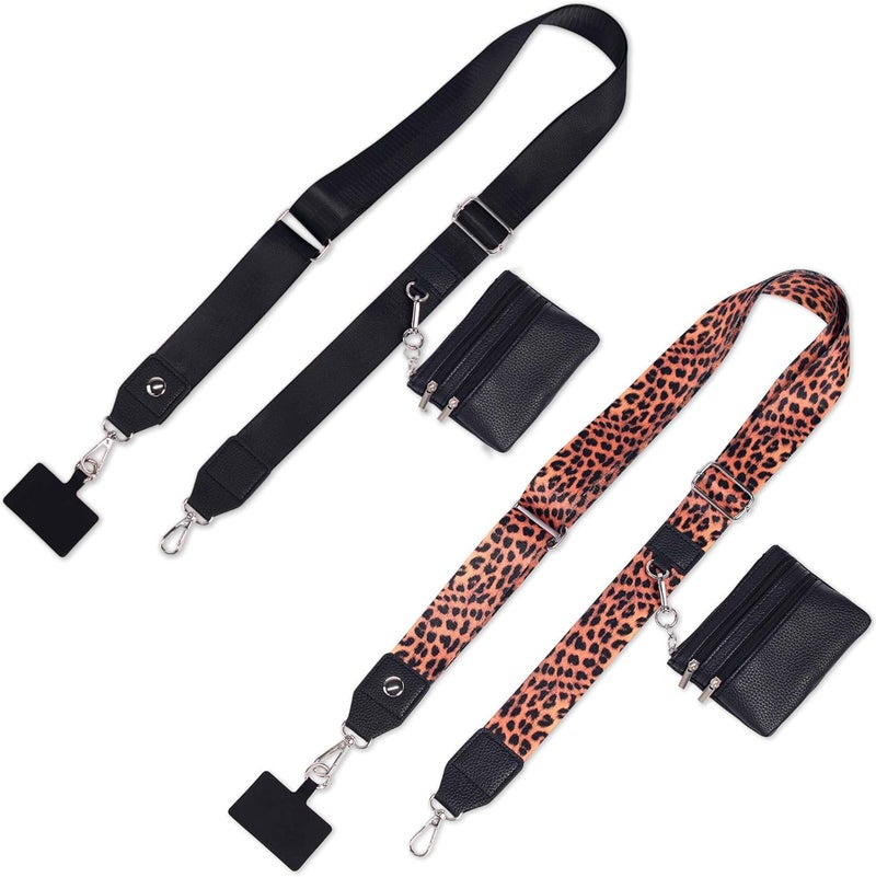 PUGPIU 2 Pack Clip and Go Strap for Phone with Wallet Crossbody - Phone Strap Crossbody with Zippered Pouch, Multifuctional Adjustable Cell Phone Lanyard for Going out - Image 1